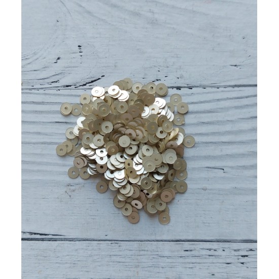 Пайетки круглые 4 мм цв. бежевый №1741, цена за 5 гр